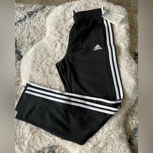 NWT Adidas iconic soccer tricot pant black white medium